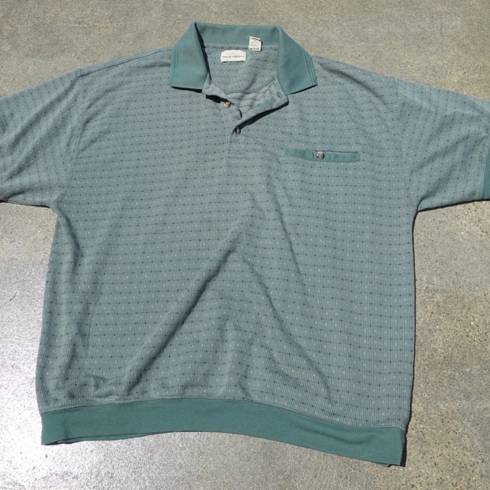 70s Faded Green Mens Polo
